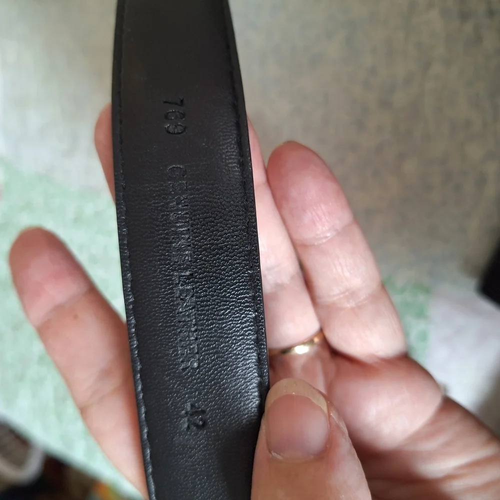 Men's Black Leather Belt with Silver Buckle